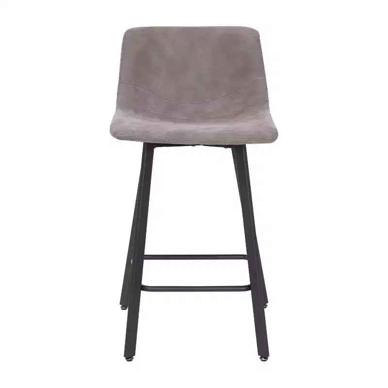 Set di due sgabelli da bar moderni imbottiti da 24", telaio in metallo opaco e piedini in plastica