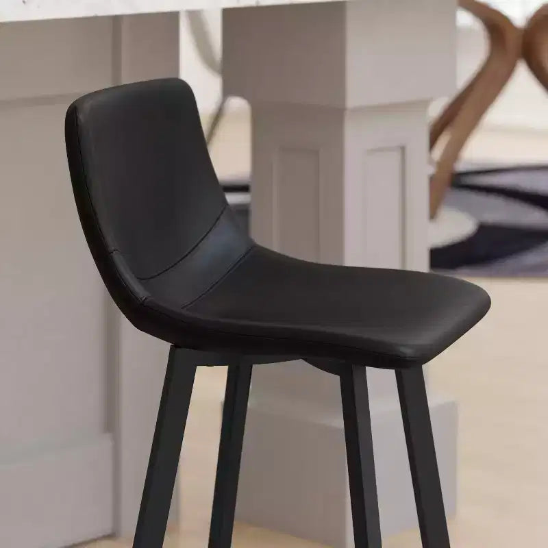 Set di due sgabelli da bar moderni imbottiti da 24", telaio in metallo opaco e piedini in plastica