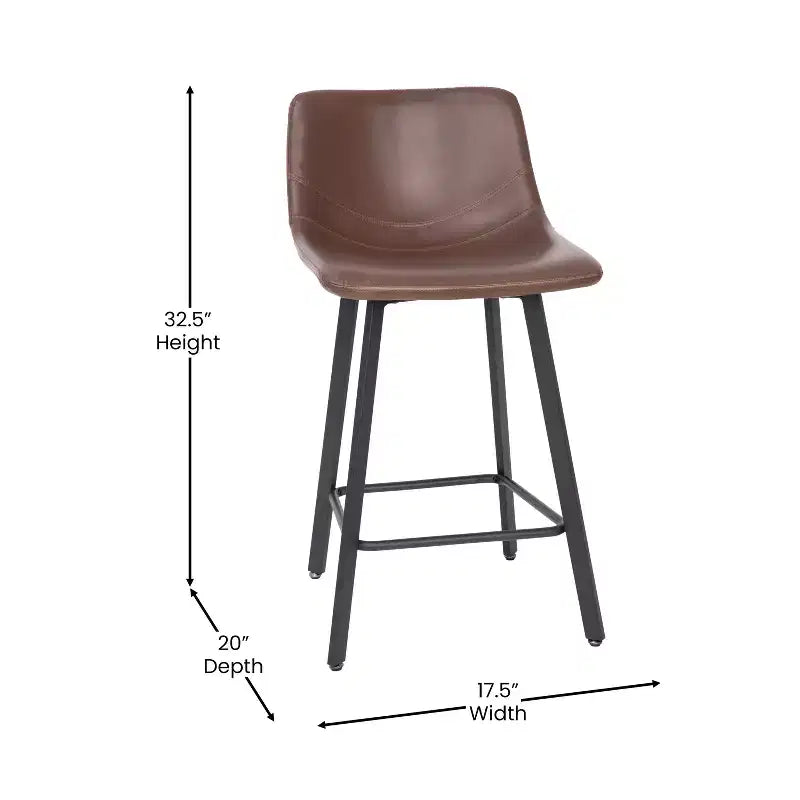 Set di due sgabelli da bar moderni imbottiti da 24", telaio in metallo opaco e piedini in plastica