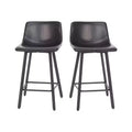 Set di due sgabelli da bar moderni imbottiti da 24", telaio in metallo opaco e piedini in plastica